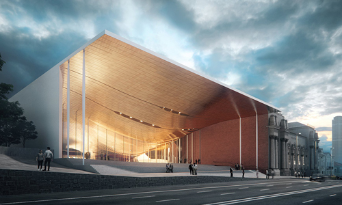 Render de sala de conciertos filarmónica de Sverdlovsk en Rusia by Zaha Hadid Architects