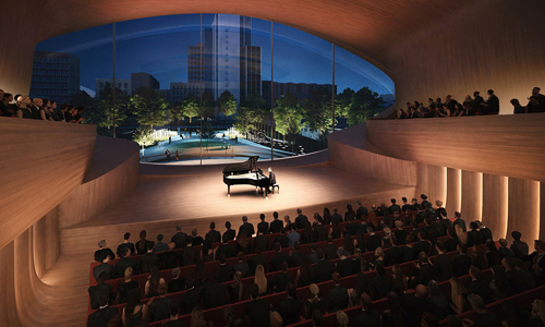 Render de sala de conciertos filarmónica de Sverdlovsk en Rusia by Zaha Hadid Architects