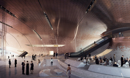 Render de sala de conciertos filarmónica de Sverdlovsk en Rusia by Zaha Hadid Architects