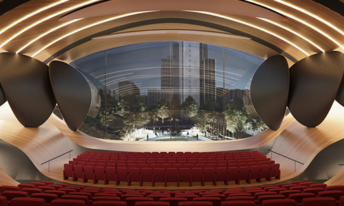 Render de sala de conciertos filarmónica de Sverdlovsk en Rusia by Zaha Hadid Architects