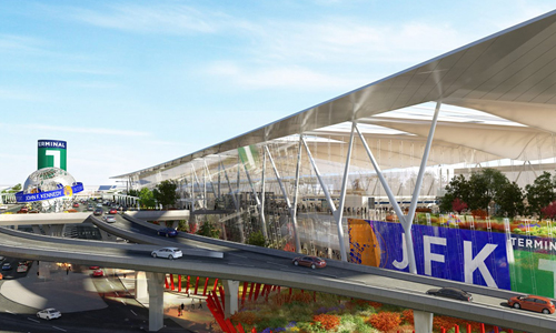 Render del plan para la renovación del Aeropuerto JFK en Queens