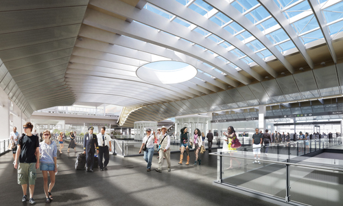 Render Airport Metro Connector  de Los Ángeles diseñado por Grimshaw Architects y Gruen Associates