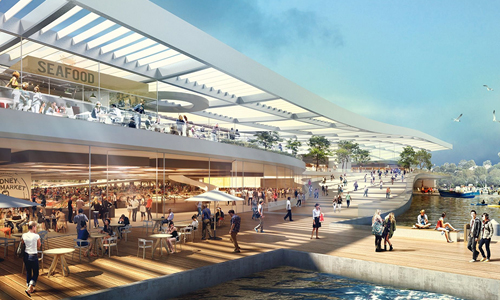 Render del Nuevo proyecto de Fish Market en Sydney by 3XN Architects