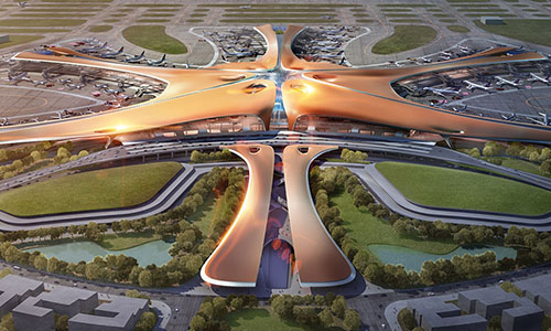 Render. Nuevo aeropuerto de Beijing, China