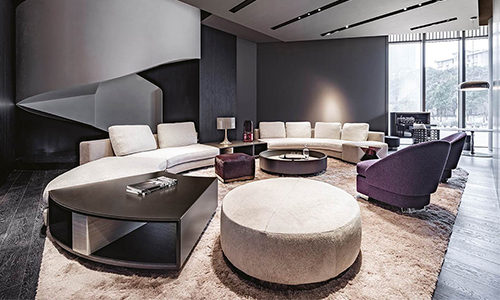 Así luce la nueva tienda insignia de Minotti en Wuhan.